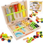 Kit de Ferramentas Educativo Montessori 100% Madeira 34 Peças