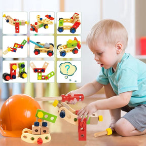 Kit de Ferramentas Educativo Montessori 100% Madeira 34 Peças